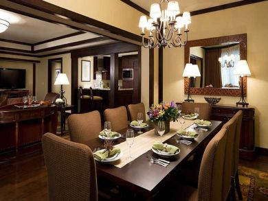 Dining room seats eight